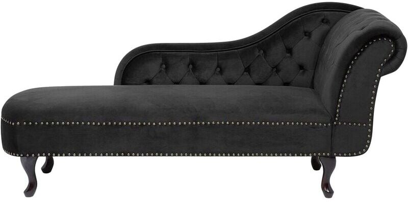 Beliani - Chaise longue derecho en terciopelo negro NIMES Beliani - Chaise longue derecho en terciopelo negro NIMES
