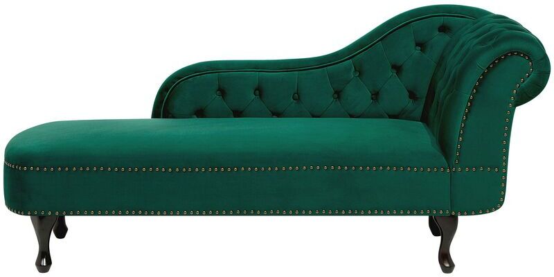 Beliani - Chaise longue derecho en terciopelo verde NIMES