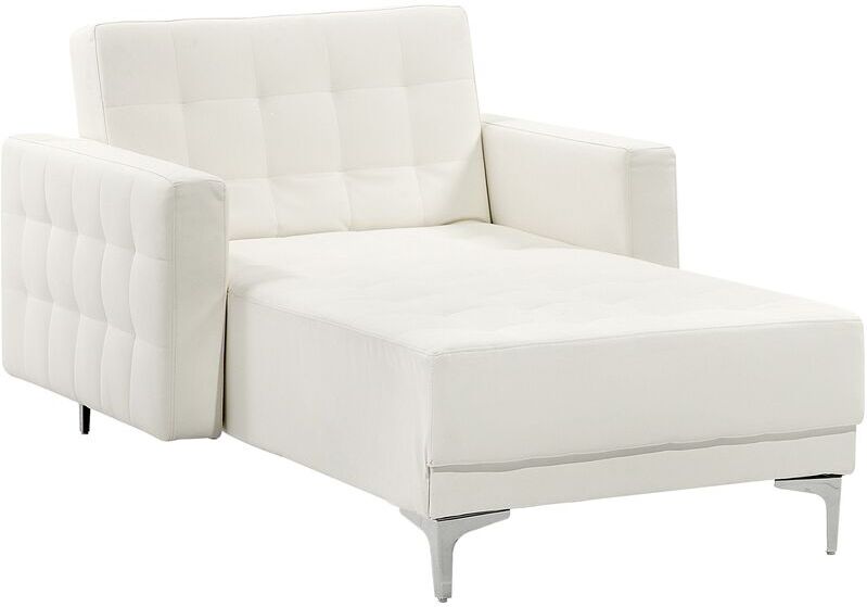 Beliani - Chaise longue en piel sintética blanca ABERDEEN