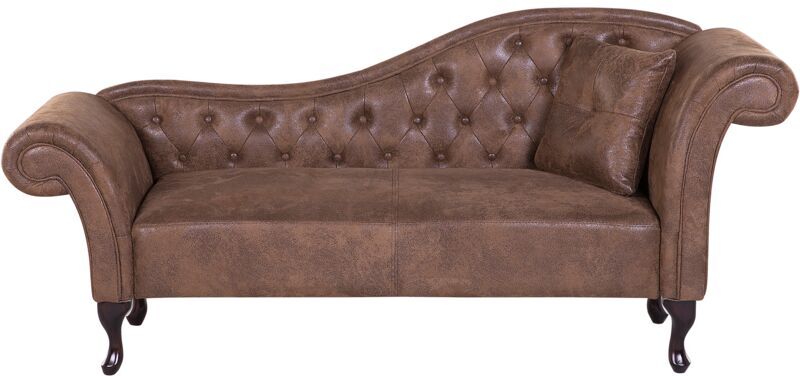 Beliani - Chaise longue en piel sintética marrón claro derecho LATTES Beliani - Chaise longue en piel sintética marrón claro derecho LATTES