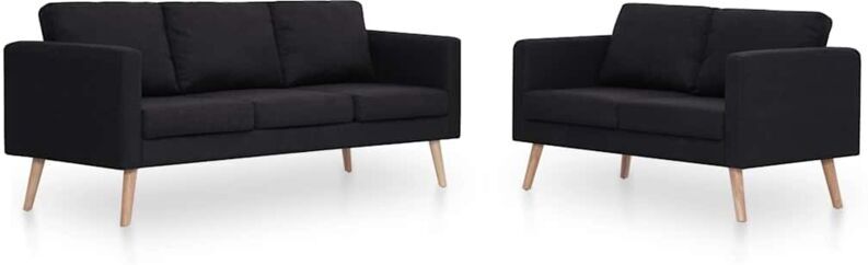 vidaXL Conjunto de sofás 2 piezas tela negro - Nero vidaXL Conjunto de sofás 2 piezas tela negro - Nero