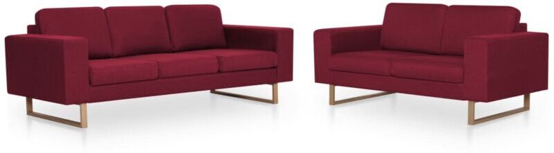 vidaXL Juego de sofás 2 piezas de tela color vino tinto - Rosso vidaXL Juego de sofás 2 piezas de tela color vino tinto - Rosso