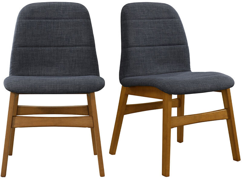 MILIBOO Lote de 2 sillas diseño patas nogal tejido gris antracita JUKE MILIBOO Lote de 2 sillas diseño patas nogal tejido gris antracita JUKE