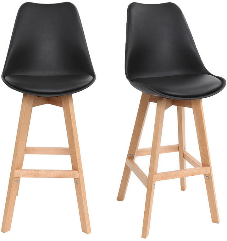 MILIBOO Lote de dos taburetes de bar diseño negro y madera PAULINE MILIBOO Lote de dos taburetes de bar diseño negro y madera PAULINE