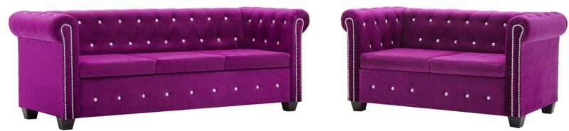 vidaXL Set de Sofás Chesterfield 2 Piezas Tapicería de Terciopelo vidaXL Set de Sofás Chesterfield 2 Piezas Tapicería de Terciopelo