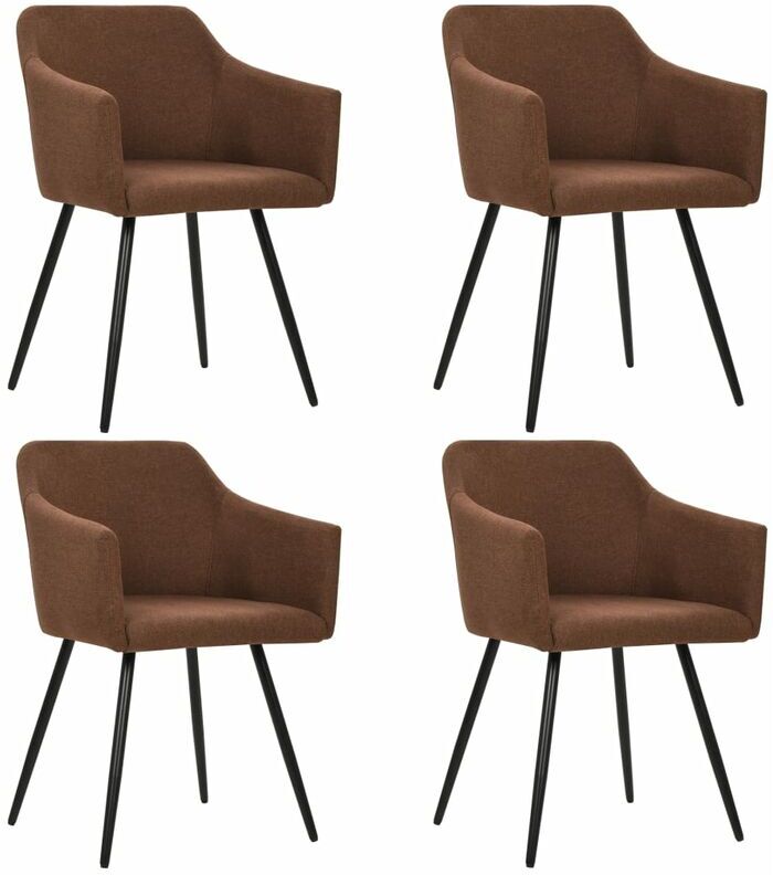 vidaXL Sillas de Comedor Tela 4 Unidades Marrón - Marrone vidaXL Sillas de Comedor Tela 4 Unidades Marrón - Marrone