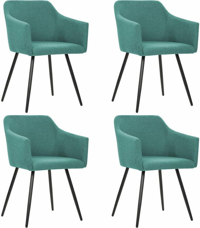 vidaXL Sillas de Comedor Tela 4 Unidades Verde - Verde vidaXL Sillas de Comedor Tela 4 Unidades Verde - Verde