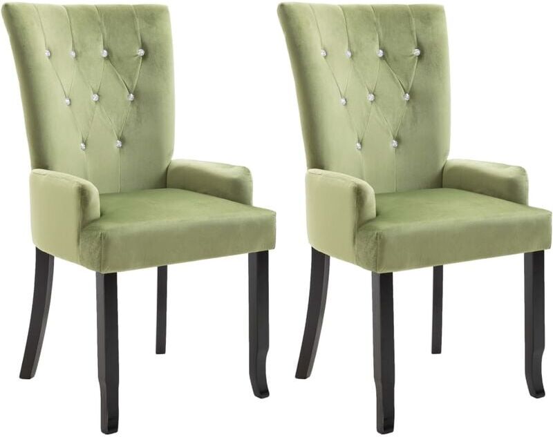 vidaXL Silla de Comedor con Reposabrazos de Terciopelo Verde 2 Unidades vidaXL Silla de Comedor con Reposabrazos de Terciopelo Verde 2 Unidades
