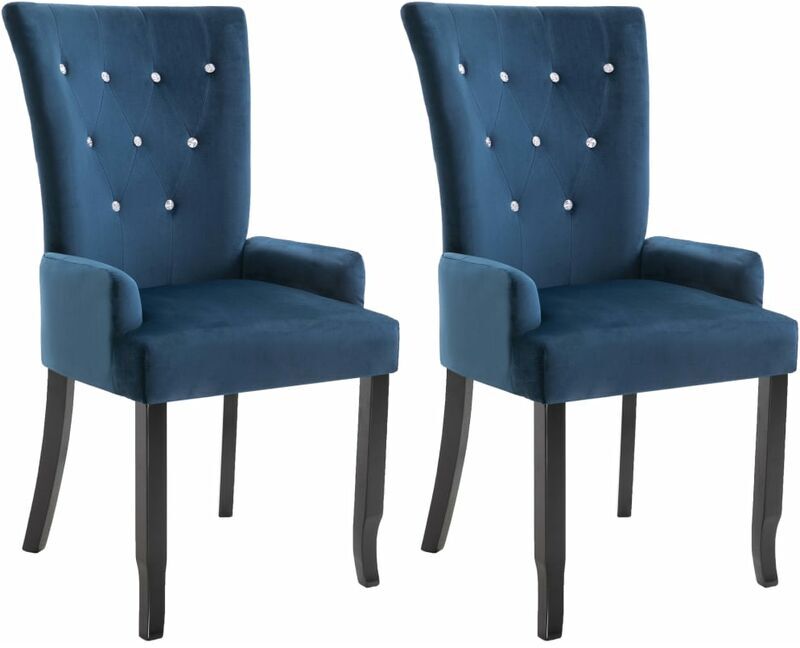 vidaXL Silla de Comedor con Reposabrazos de Terciopelo Azul 2 Unidades vidaXL Silla de Comedor con Reposabrazos de Terciopelo Azul 2 Unidades