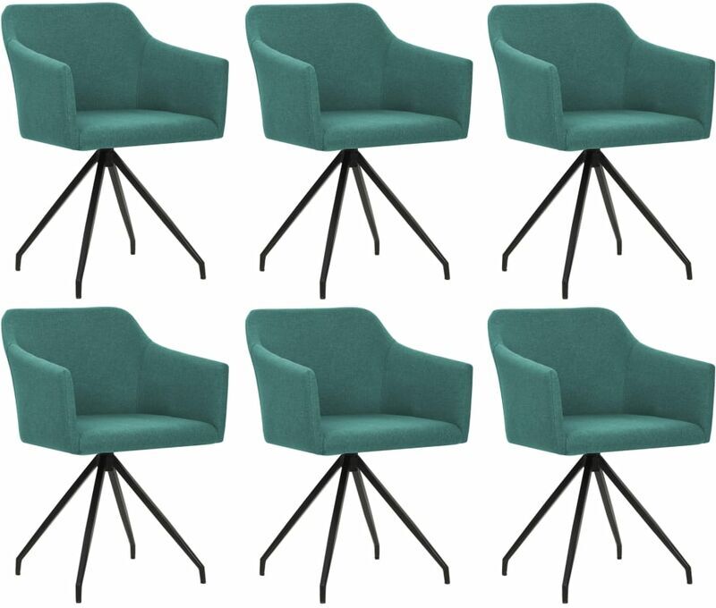 vidaXL Sillas de Comedor Giratorias Tela 6 Unidades Verde - Verde vidaXL Sillas de Comedor Giratorias Tela 6 Unidades Verde - Verde