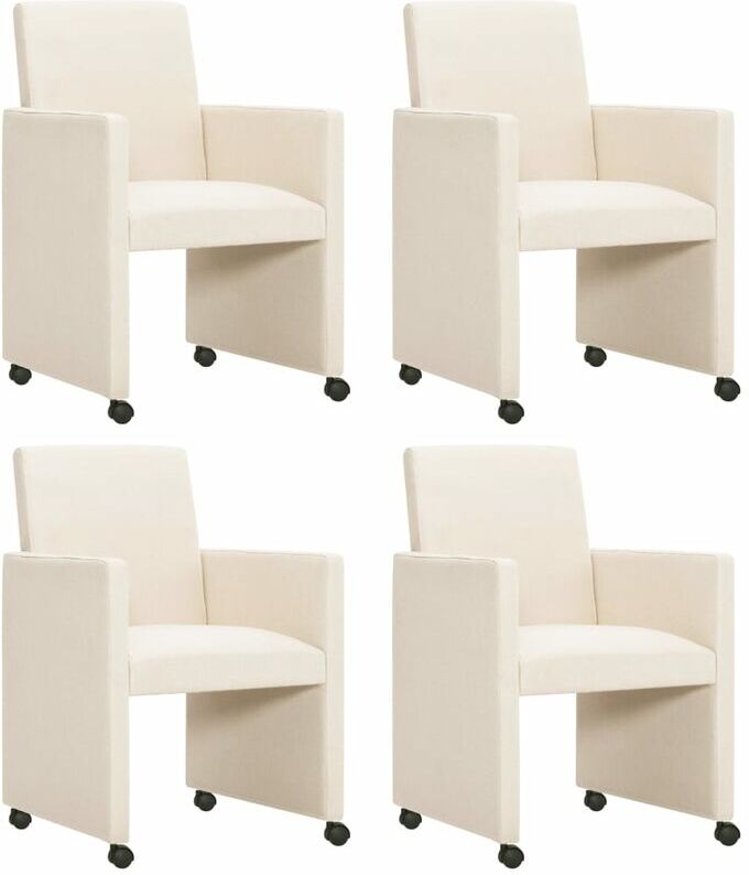 vidaXL Sillas de Comedor de Tela 4 Unidades Crema - crema vidaXL Sillas de Comedor de Tela 4 Unidades Crema - crema