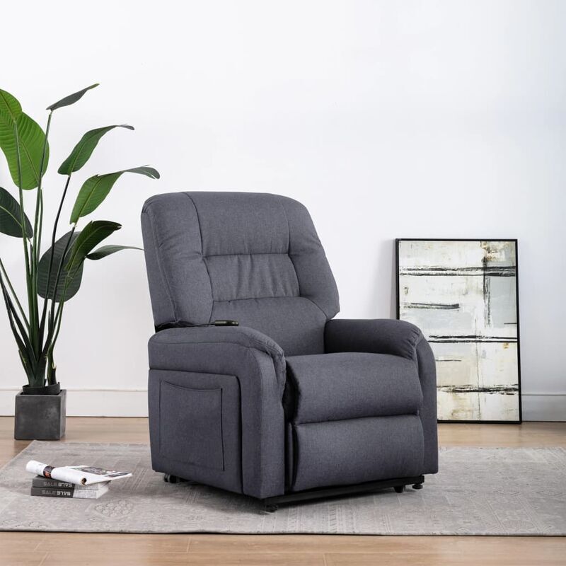 vidaXL Sillón de masaje reclinable para TV cuero sintético gris oscuro vidaXL Sillón de masaje reclinable para TV cuero sintético gris oscuro