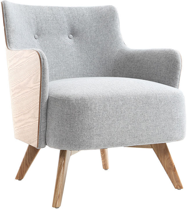 MILIBOO Sillón escandinavo gris perla patas madera VALMY MILIBOO Sillón escandinavo gris perla patas madera VALMY