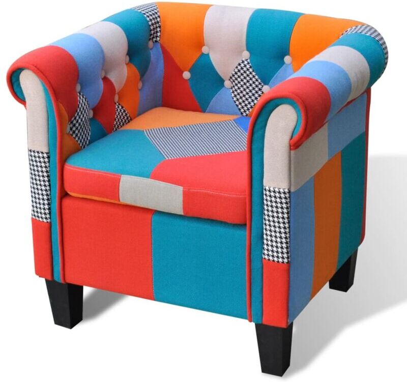 vidaXL Sillón con Cojín de Tela Diseño de Retales - Multicolore vidaXL Sillón con Cojín de Tela Diseño de Retales - Multicolore