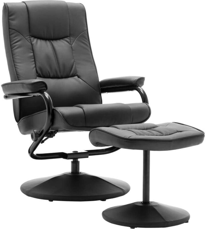 vidaXL Sillón para TV con reposapiés cuero sintético gris - Grigio vidaXL Sillón para TV con reposapiés cuero sintético gris - Grigio