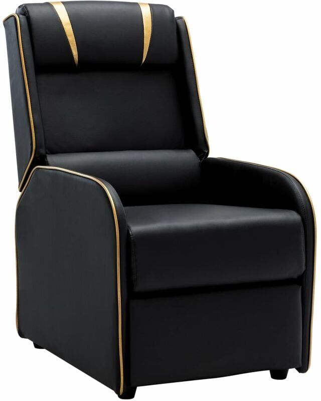 vidaXL Sillón reclinable de cuero sintético negro y dorado - Nero vidaXL Sillón reclinable de cuero sintético negro y dorado - Nero