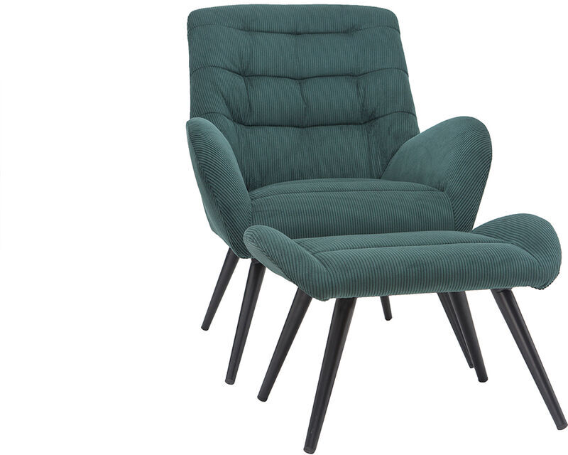 Miliboo - Sillón y reposapiés moderno en terciopelo verde ZOE Miliboo - Sillón y reposapiés moderno en terciopelo verde ZOE