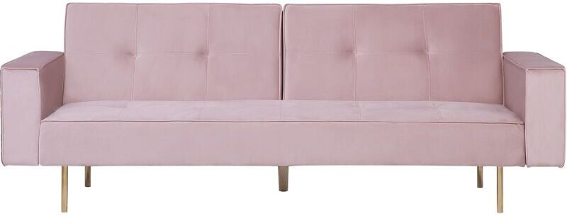 Beliani - Sofá 3 plazas tapizado en terciopelo rosa VISNES Beliani - Sofá 3 plazas tapizado en terciopelo rosa VISNES