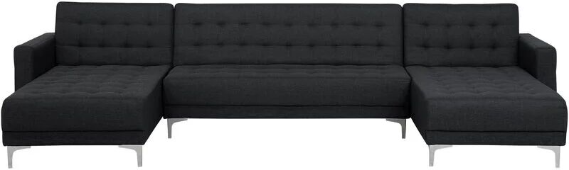 BELIANI Sofá cama tapizado en forma de U gris grafito ABERDEEN BELIANI Sofá cama tapizado en forma de U gris grafito ABERDEEN