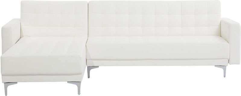 Beliani - Sofá cama esquinero 4 plazas en piel sintética blanco derecho Beliani - Sofá cama esquinero 4 plazas en piel sintética blanco derecho