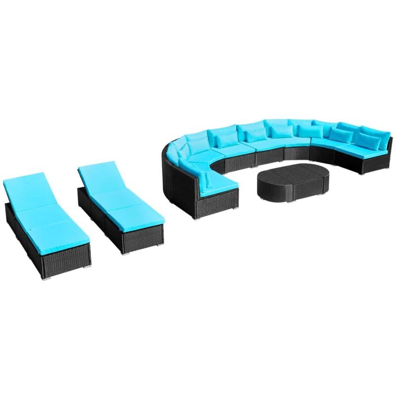 vidaXL Set de muebles de jardín 13 pzas y cojines ratán sintético azul vidaXL Set de muebles de jardín 13 pzas y cojines ratán sintético azul