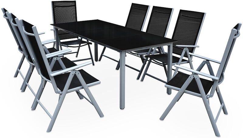 Casaria Conjunto de 1 Mesa y 8 sillas de Aluminio Bern con respaldo Casaria Conjunto de 1 Mesa y 8 sillas de Aluminio Bern con respaldo