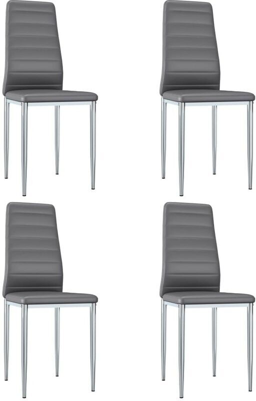 Hommoo Sillas de comedor 4 unidades cuero sintético gris Hommoo Sillas de comedor 4 unidades cuero sintético gris