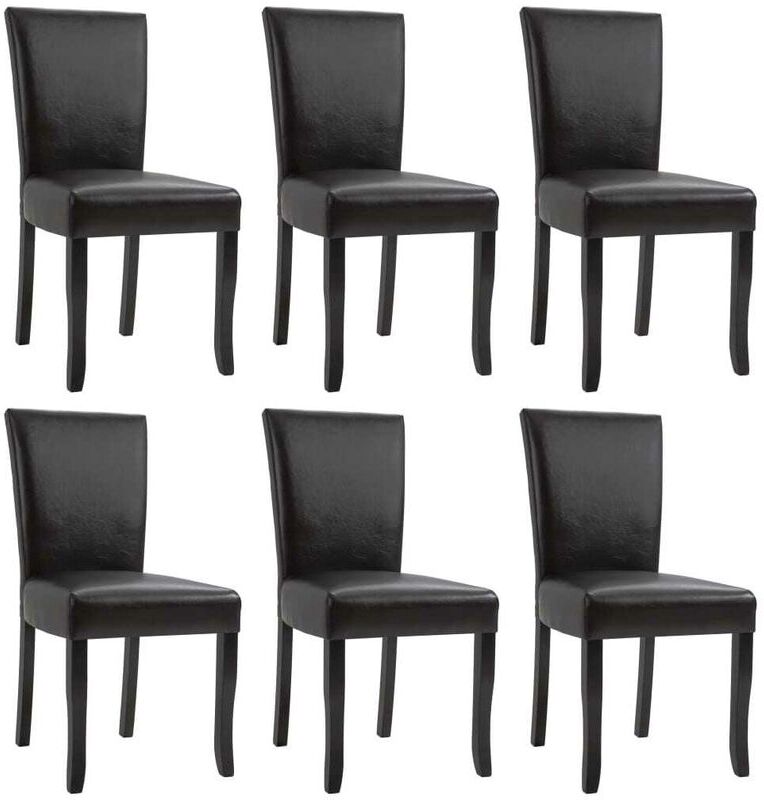 Hommoo Sillas de comedor 6 unidades cuero artificial marrón Hommoo Sillas de comedor 6 unidades cuero artificial marrón