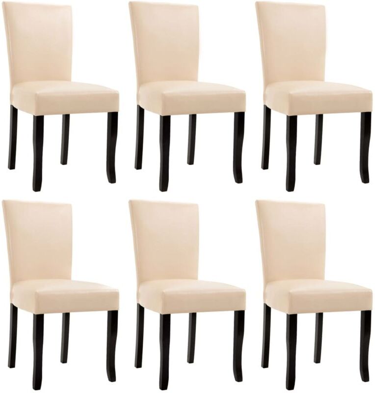 Hommoo Sillas de comedor 6 unidades cuero sintético color crema Hommoo Sillas de comedor 6 unidades cuero sintético color crema