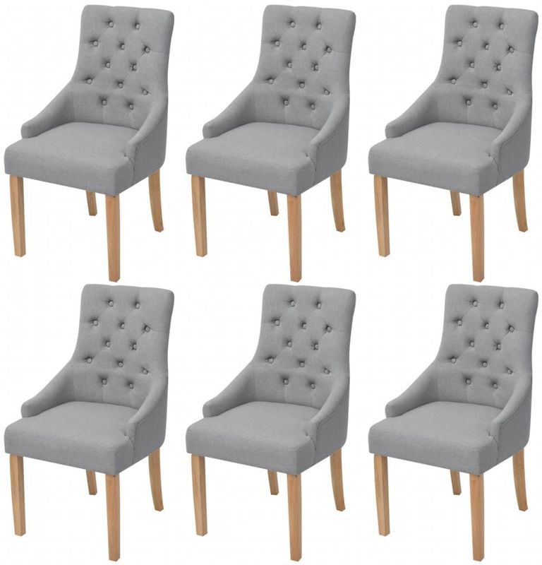 HOMMOO Sillas de comedor 6 unidades de tela gris claro - Hommoo HOMMOO Sillas de comedor 6 unidades de tela gris claro - Hommoo