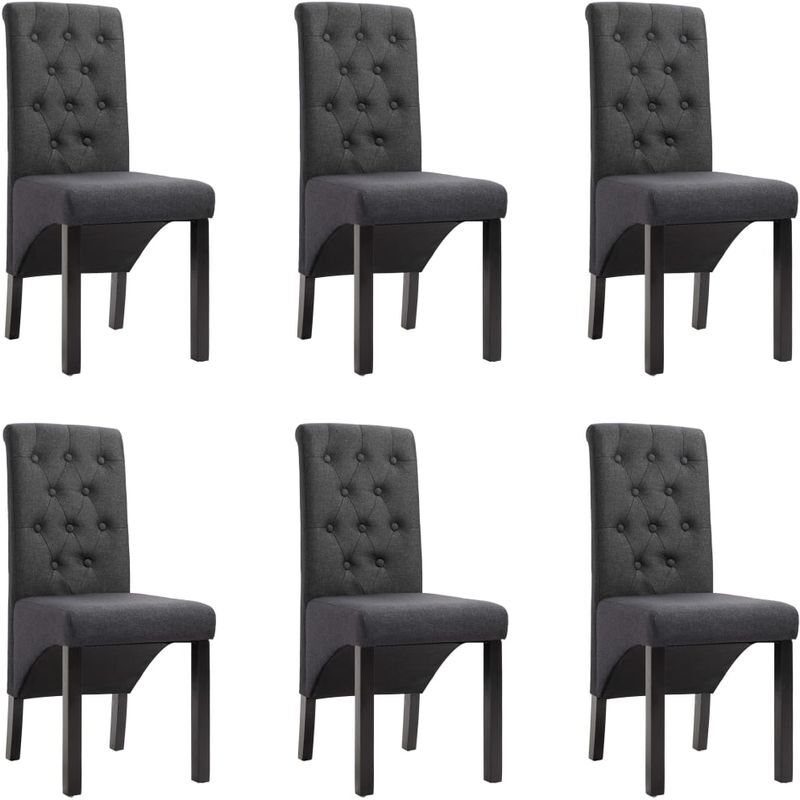 HOMMOO Sillas de comedor 6 unidades de tela gris oscuro - Hommoo HOMMOO Sillas de comedor 6 unidades de tela gris oscuro - Hommoo