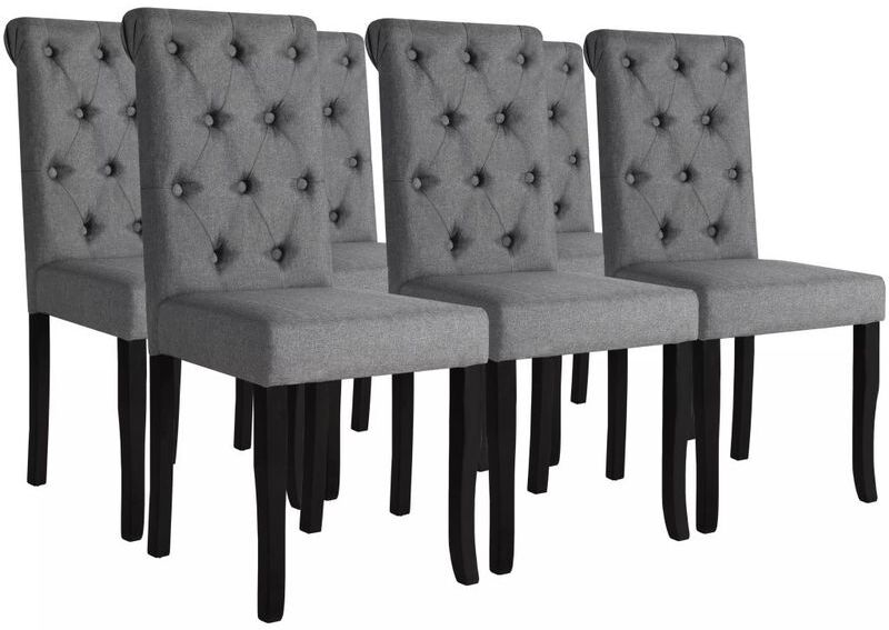 HOMMOO Sillas de comedor 6 unidades tela gris oscuro - Hommoo HOMMOO Sillas de comedor 6 unidades tela gris oscuro - Hommoo