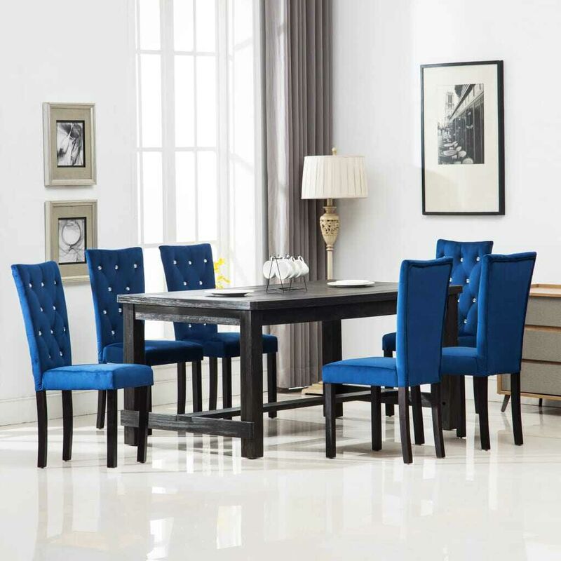 Hommoo Sillas de comedor 6 unidades terciopelo azul oscuro