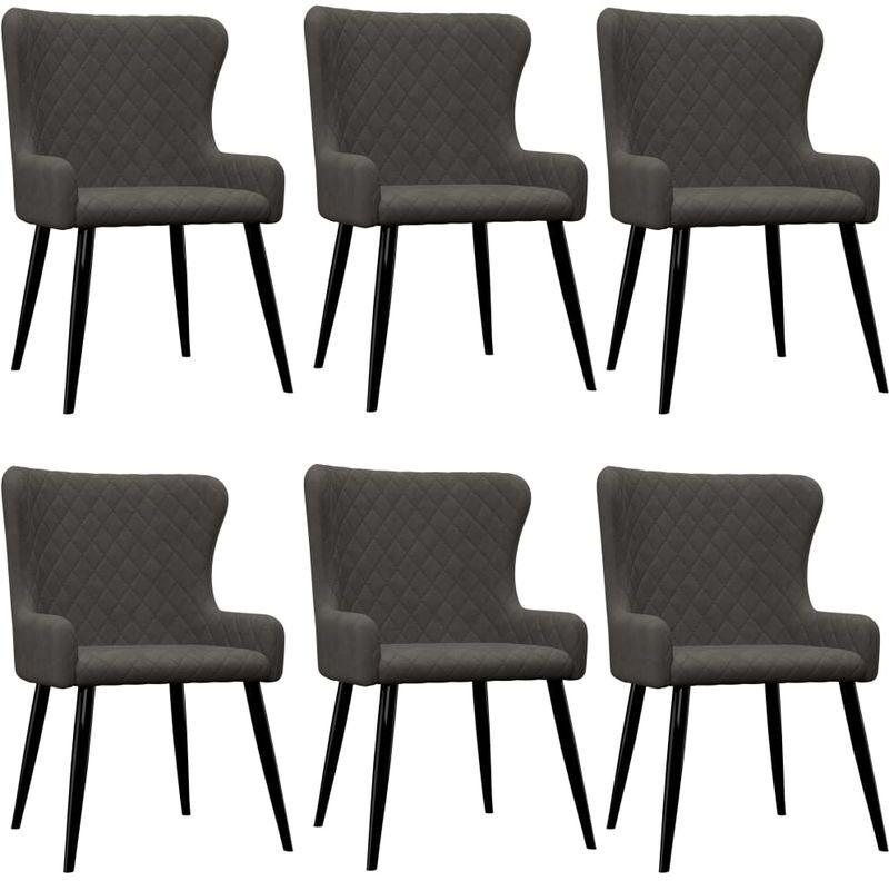 Hommoo Sillas de comedor 6 unidades terciopelo gris Hommoo Sillas de comedor 6 unidades terciopelo gris