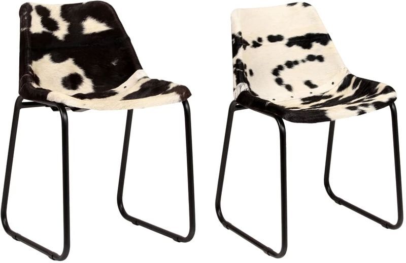 HOMMOO Sillas de comedor de cuero auténtico de cabra marrón 2 unidades - Hommoo HOMMOO Sillas de comedor de cuero auténtico de cabra marrón 2 unidades - Hommoo
