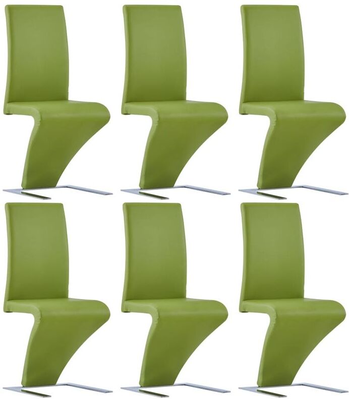 Hommoo Sillas de comedor forma de zigzag 6 uds cuero sintético verde Hommoo Sillas de comedor forma de zigzag 6 uds cuero sintético verde
