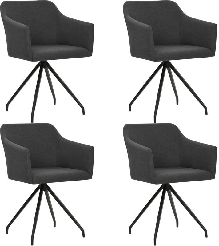 Hommoo Sillas de comedor giratorias 4 unidades de tela gris oscura Hommoo Sillas de comedor giratorias 4 unidades de tela gris oscura