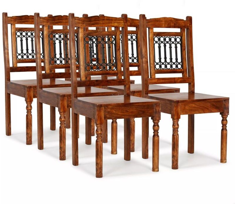 HOMMOO Sillas de comedor madera maciza acabado sheesham clásico 6 uds - Hommoo