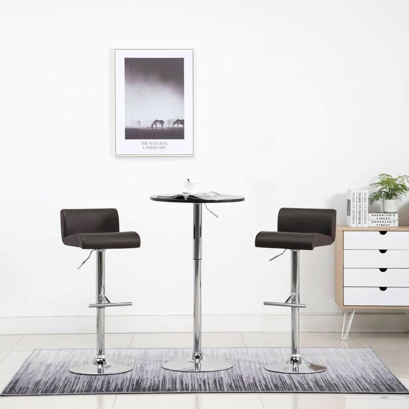 HOMMOO Taburetes de cocina 2 unidades cuero sintético marrón - Hommoo HOMMOO Taburetes de cocina 2 unidades cuero sintético marrón - Hommoo