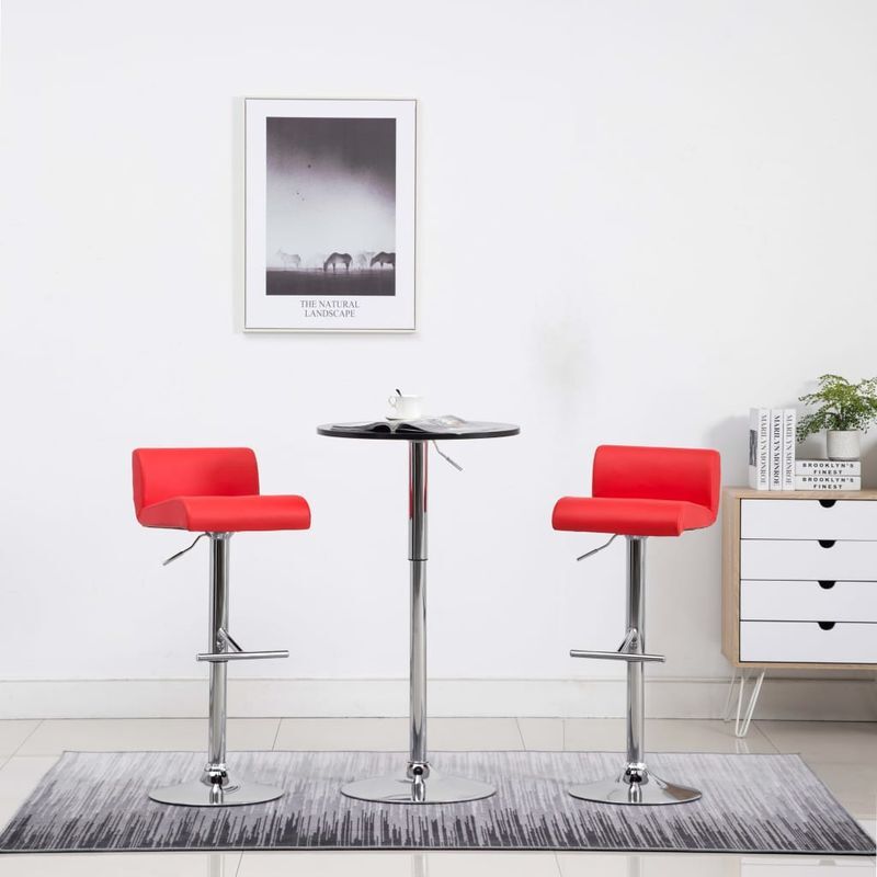 HOMMOO Taburetes de cocina 2 unidades cuero sintético rojo - Hommoo HOMMOO Taburetes de cocina 2 unidades cuero sintético rojo - Hommoo