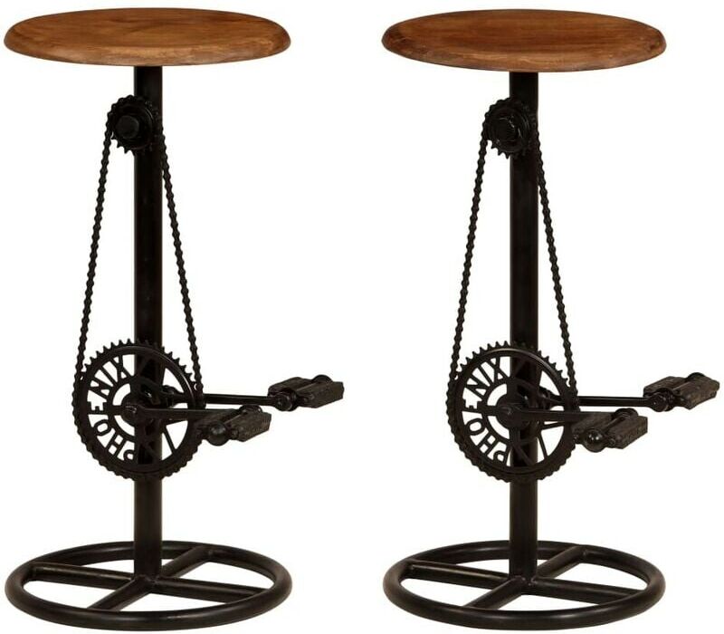 Hommoo Taburetes de cocina 2 unidades madera maciza de mango Hommoo Taburetes de cocina 2 unidades madera maciza de mango