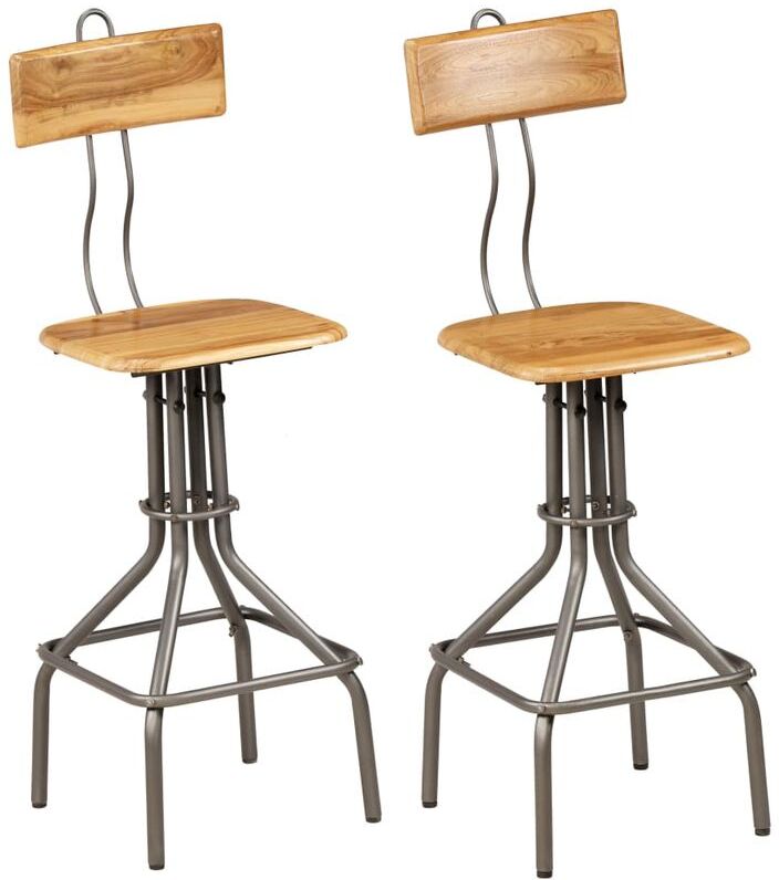 Hommoo Taburetes de cocina 2 unidades madera maciza de teca reciclada Hommoo Taburetes de cocina 2 unidades madera maciza de teca reciclada