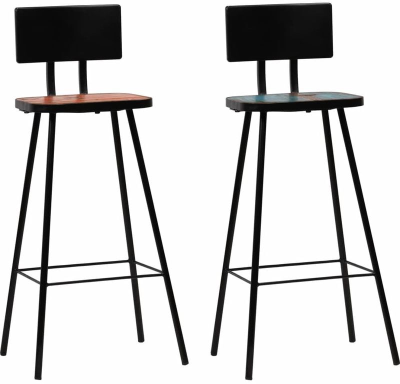 Hommoo Taburetes de cocina 2 unidades madera maciza reciclada Hommoo Taburetes de cocina 2 unidades madera maciza reciclada