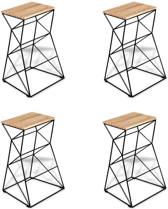 Hommoo Taburetes de cocina 4 unidades madera maciza de mango Hommoo Taburetes de cocina 4 unidades madera maciza de mango