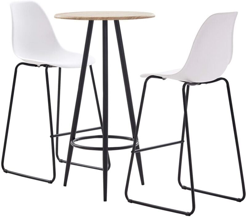 VIDAXL Juego de mesa alta y taburetes 3 piezas plástico blanco - Bianco VIDAXL Juego de mesa alta y taburetes 3 piezas plástico blanco - Bianco