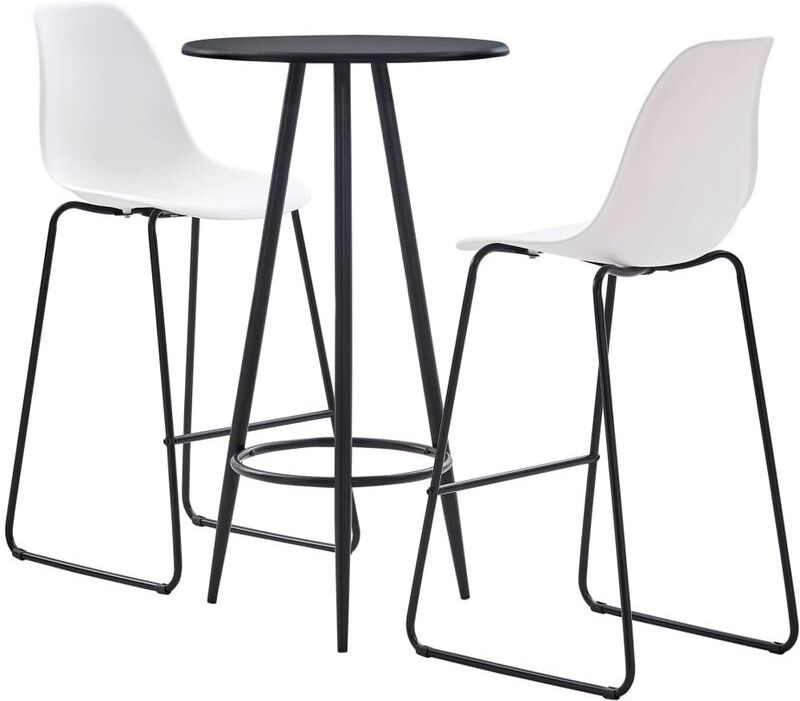 ASUPERMALL Juego de mesa alta y taburetes 3 piezas plastico blanco ASUPERMALL Juego de mesa alta y taburetes 3 piezas plastico blanco