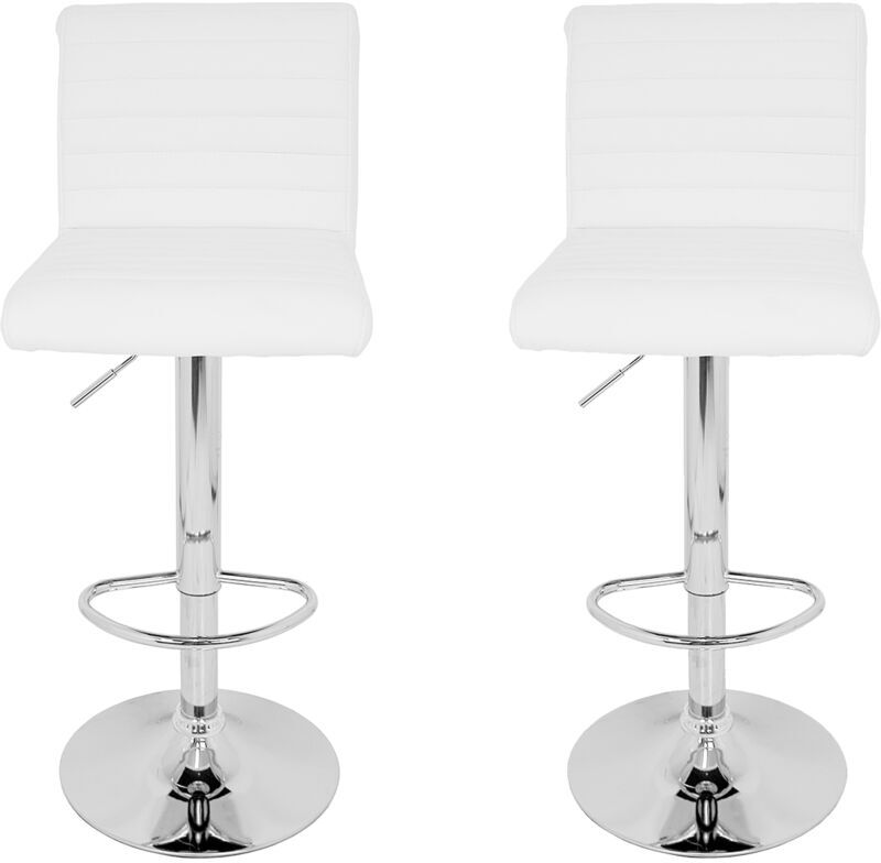 LA SILLA ESPAÑOLA Pack de dos taburetes con asiento acolchado en simil piel, color blanco LA SILLA ESPAÑOLA Pack de dos taburetes con asiento acolchado en simil piel, color blanco