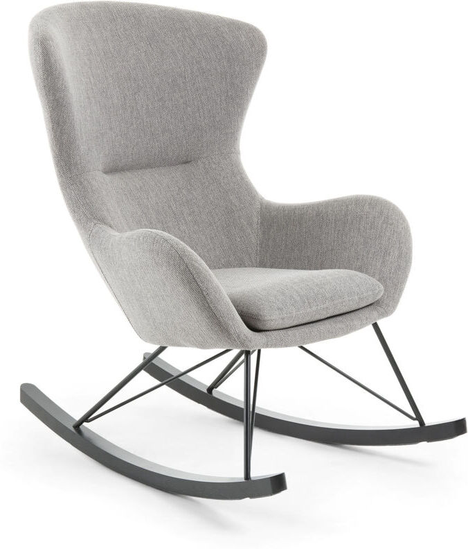 KAVE HOME Mecedora Vania gris con reposabrazos y patines de chapa de roble - Kave KAVE HOME Mecedora Vania gris con reposabrazos y patines de chapa de roble - Kave