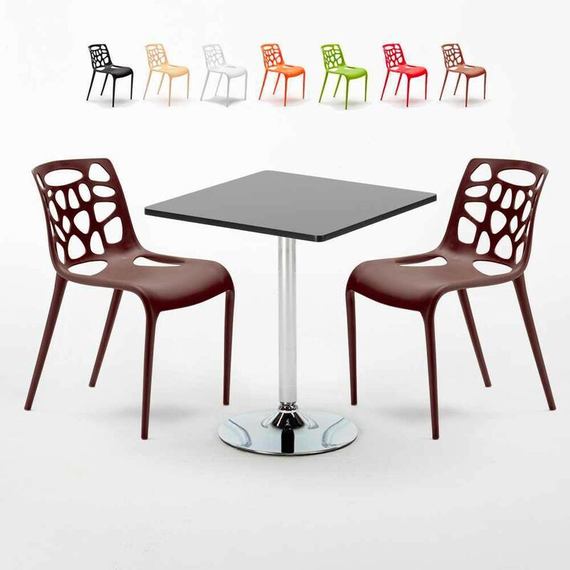 AHD AMAZING HOME DESIGN Mesa Cuadrada Negra Con 2 Sillas De Colores Interior Bar Gelateria AHD AMAZING HOME DESIGN Mesa Cuadrada Negra Con 2 Sillas De Colores Interior Bar Gelateria