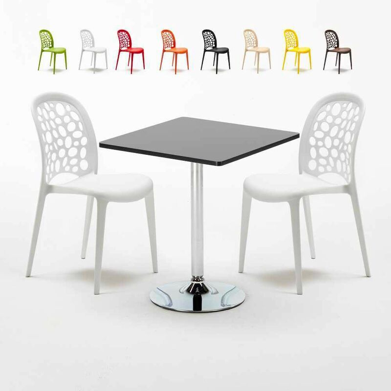 AHD AMAZING HOME DESIGN Mesa Cuadrada Negra Con 2 Sillas De Colores Interior Bar WEDDING Mojito